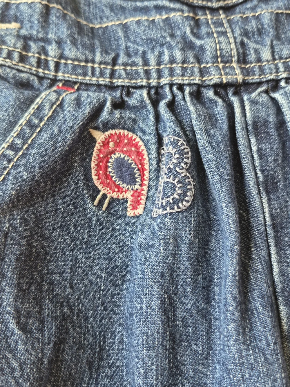 OshKosh B'gosh Girls' Blue Denim Overalls with Pink Accents